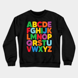 ABCs Shirt Alphabet Colorful Letters Reading Kids Crewneck Sweatshirt